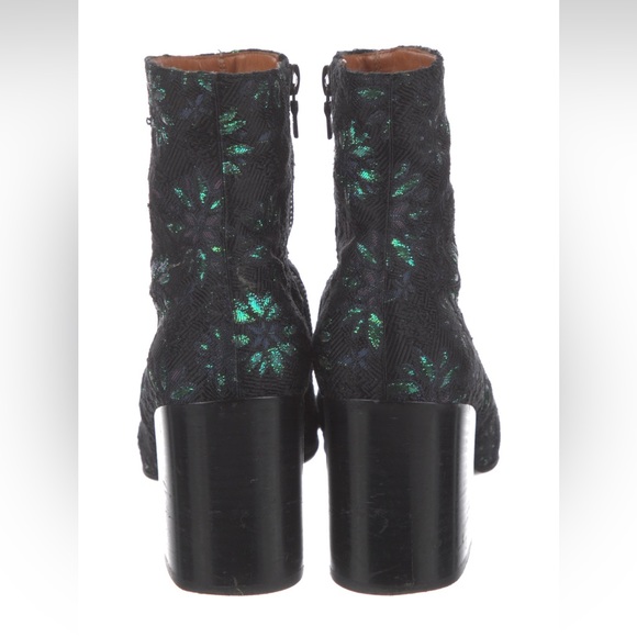 Dries Van Noton, green iridescent Jacquard brocade boots - Picture 4 of 8